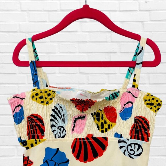 Hanna Andersson Girls One Piece Swimsuit Colorful Sea Shells Pull-On Beach Suit - Picture 4 of 10